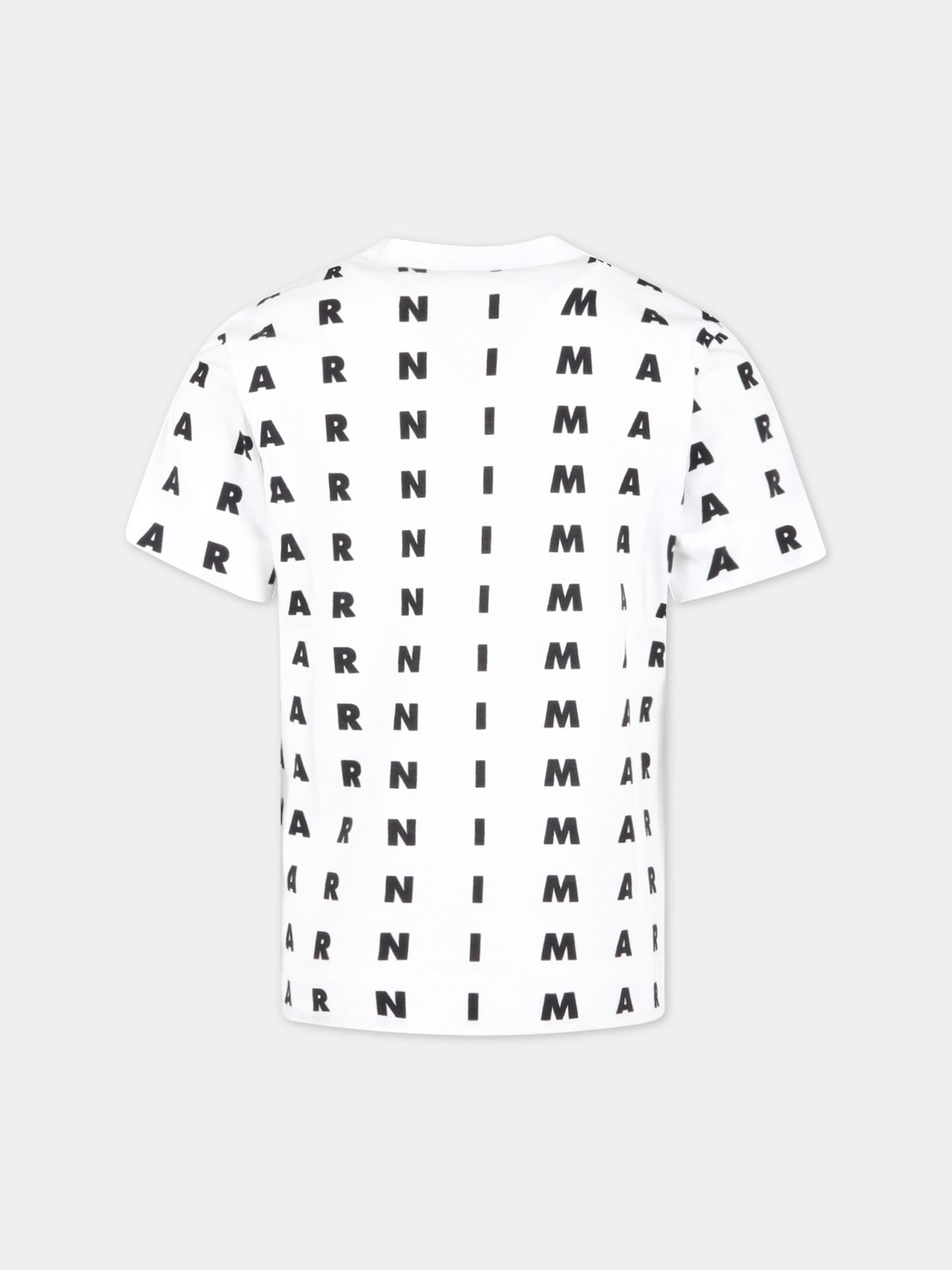 T-shirt bianca per bambini con logo nero,Marni Kids,M00774 M00NV 0M100