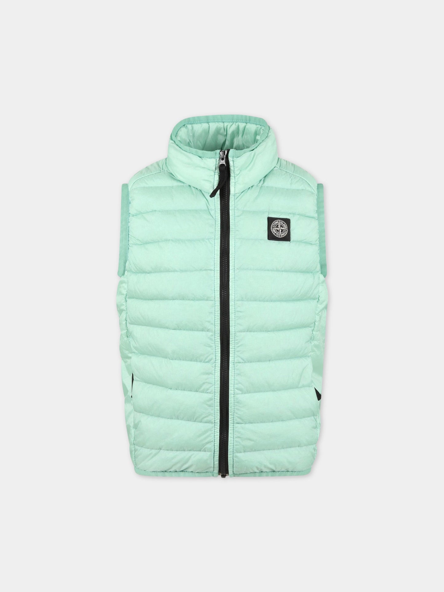 Gilet verde per bambino con iconica bussola,Stone Island Junior,7816 G01 31 V0052