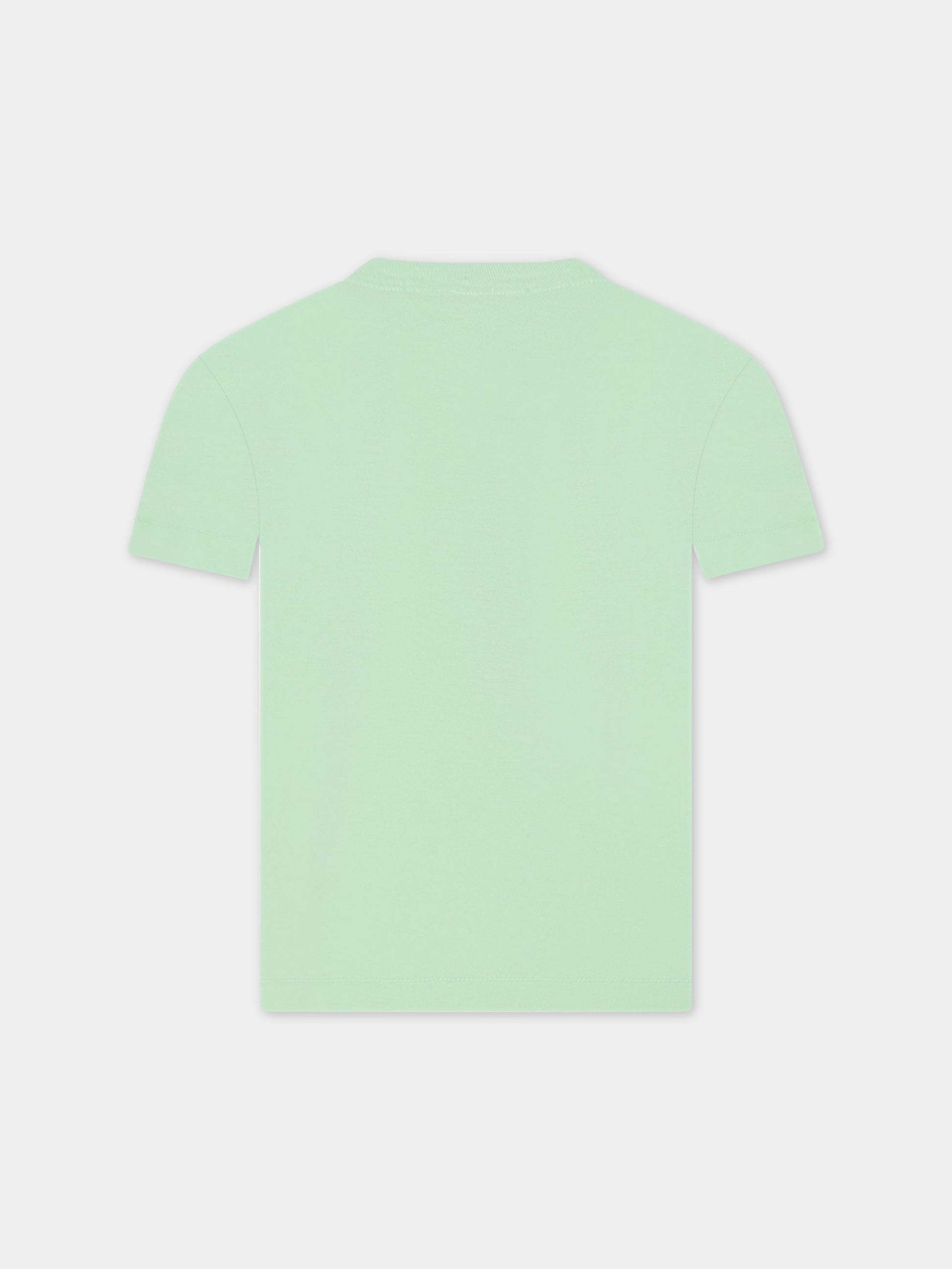 T-shirt verde per bambino con patch logato,Stone Island Junior,7816 203 47 V0052