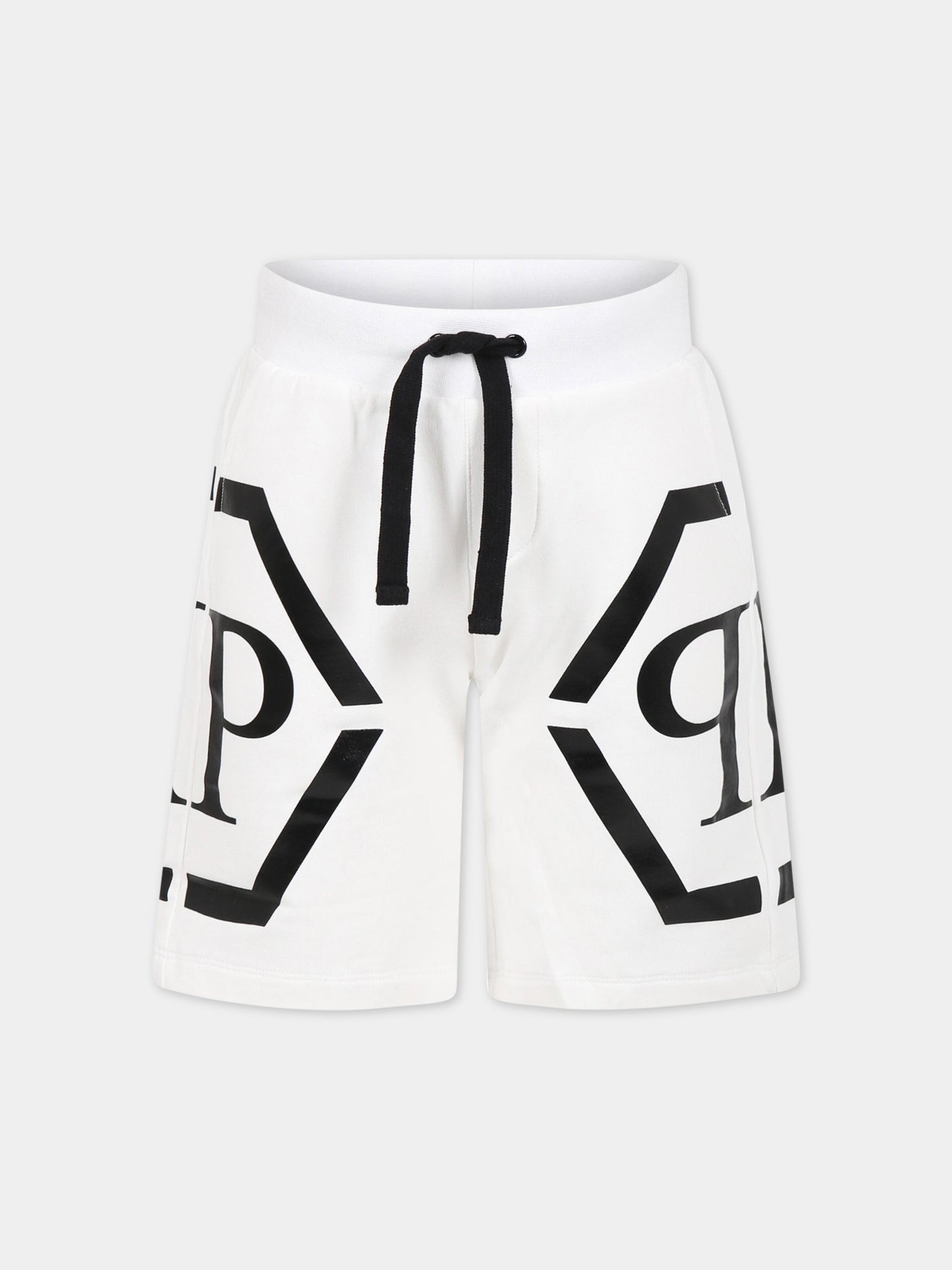 Shorts bianchi per bambino con logo,Philipp Plein Junior,2OQ003 LDA12 10101