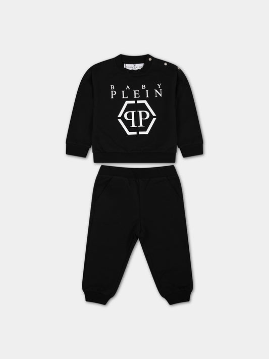 Completo nero per neonatoo con logo,Philipp Plein Junior,1UK006 LDA12 60100