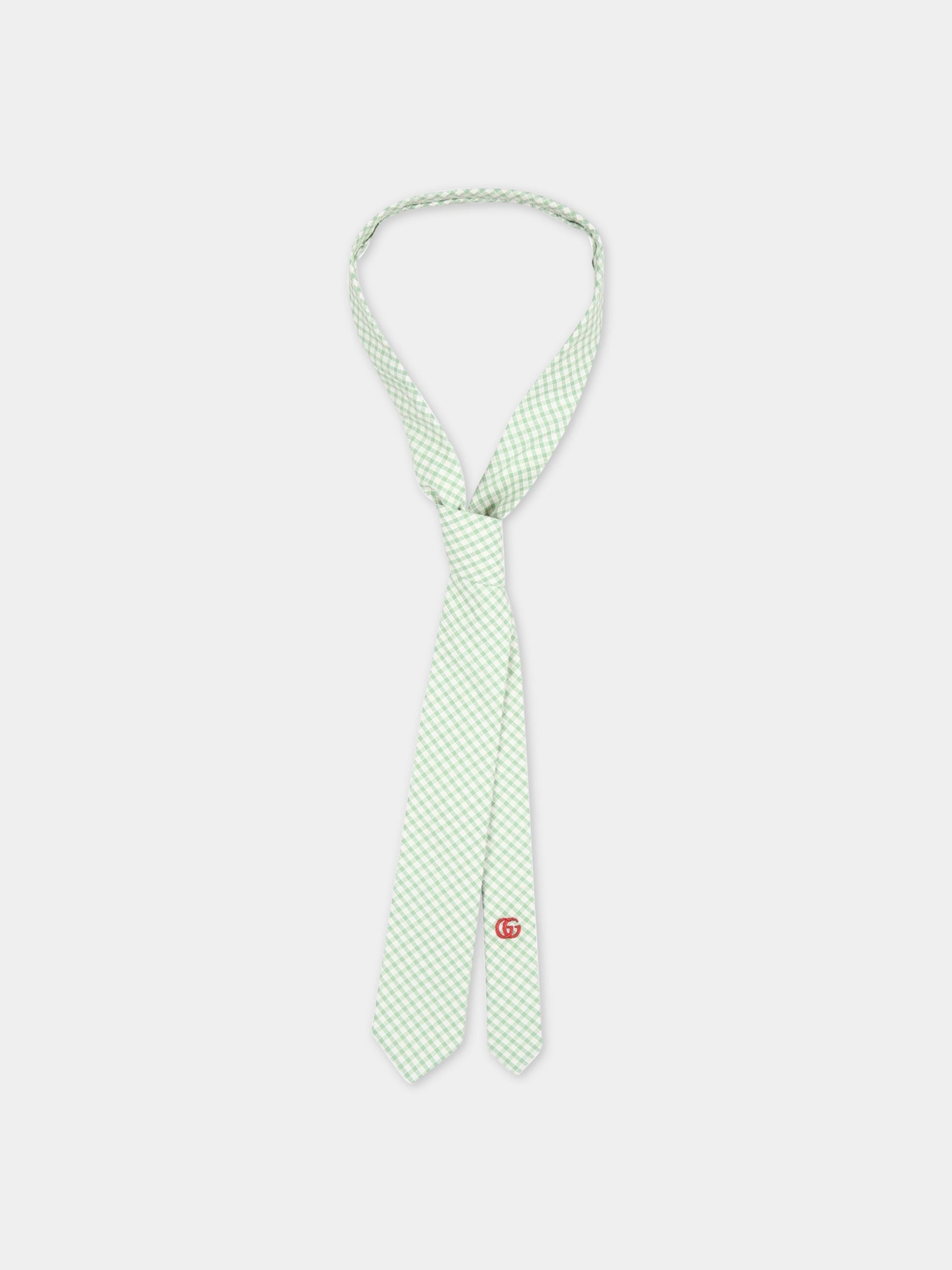 Cravatta verde e avorio per bambino con GG,Gucci Kids,727653 4K114 3178