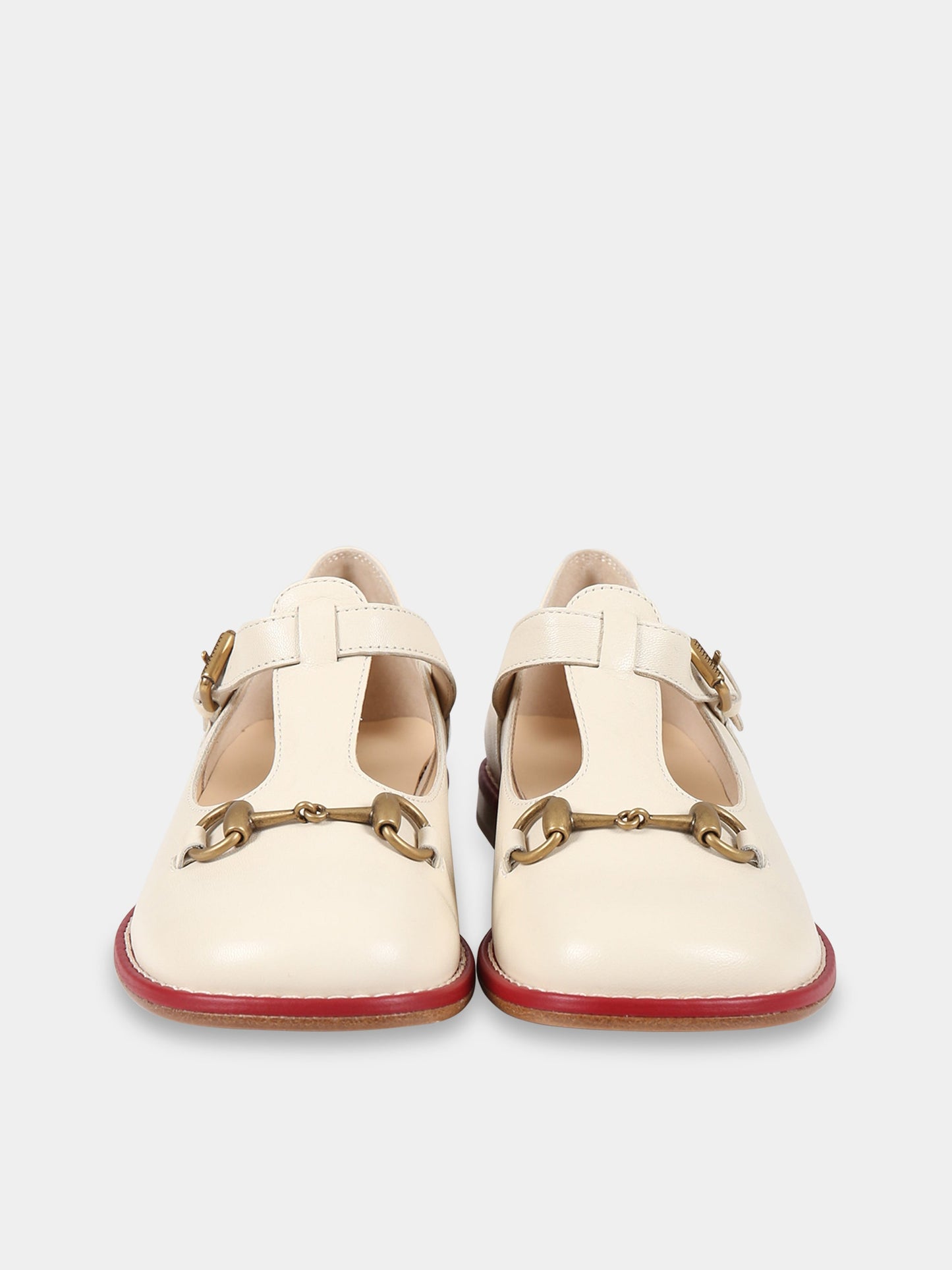 Ballerine avorio per bambina con iconico morsetto,Gucci Kids,725743 C9D00 9522