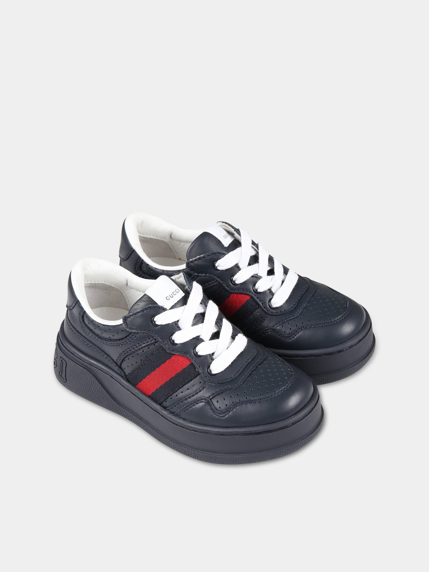 Sneakers blu per bambino con Nastro Web,Gucci Kids,702914 UPG10 4055