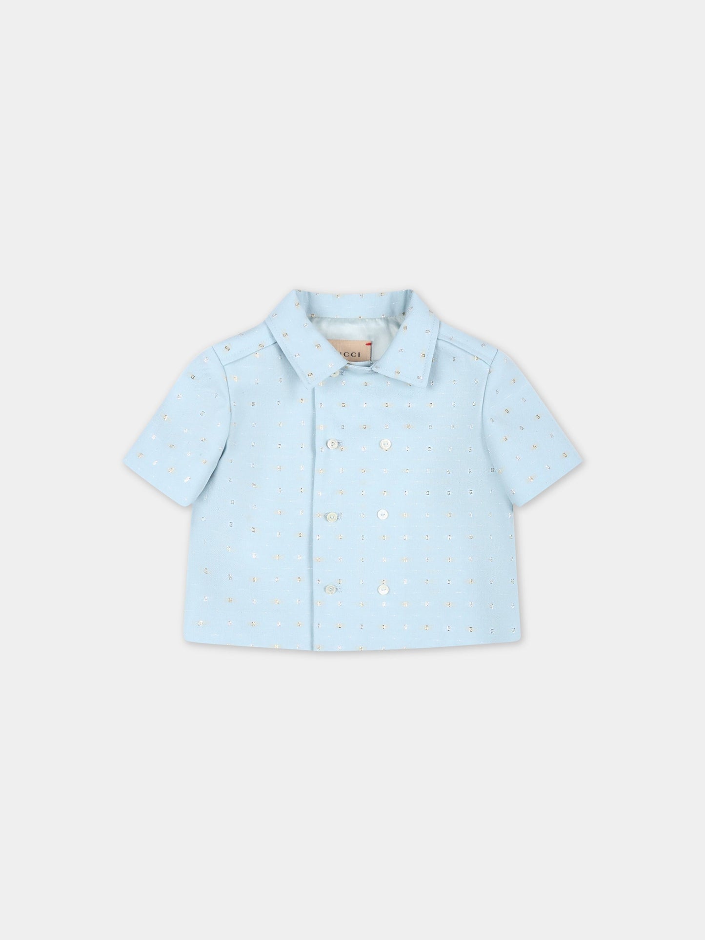 Camicia celeste per neonato con logo,Gucci Kids,721953 XWAVL 4644