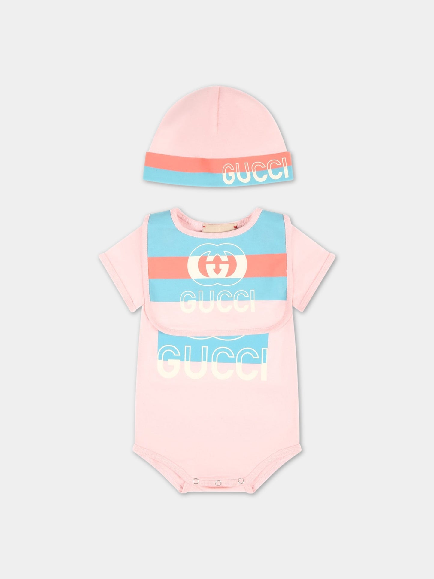 Set rosa per neonata con logo GG,Gucci Kids,516326 XJE31 5967