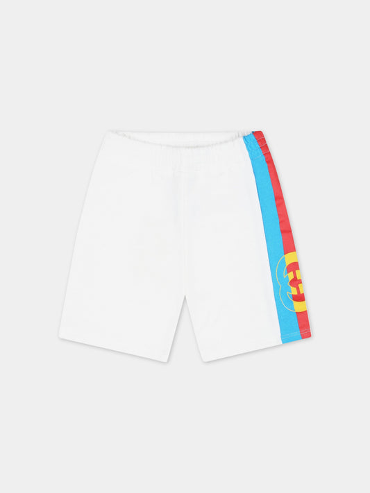 Shorts bianchi per neonato con dettaglio Web,Gucci Kids,732535 XJEZU 9214