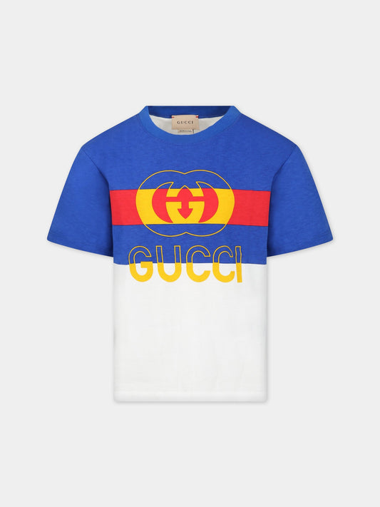 T-shirt multicolor per bambini con GG,Gucci Kids,586167 XJEY7 9061