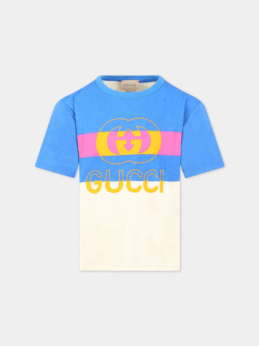 T-shirt multicolor per bambino con GG,Gucci Kids,586167 XJEY7 9756