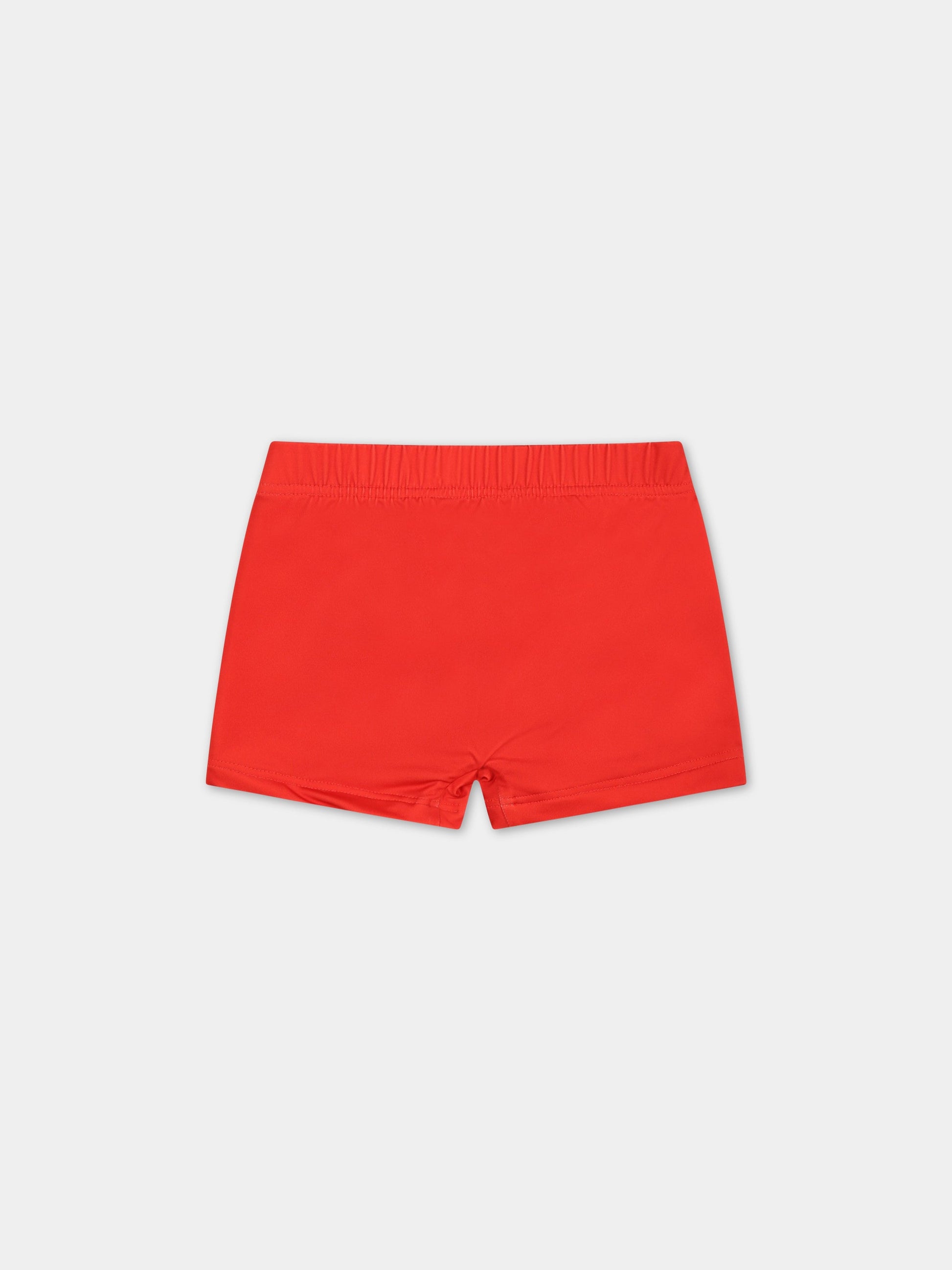 Boxer-mare rossi per neonato con Teddy bear e logo,Moschino Kids,MSL006 LKA00 50109