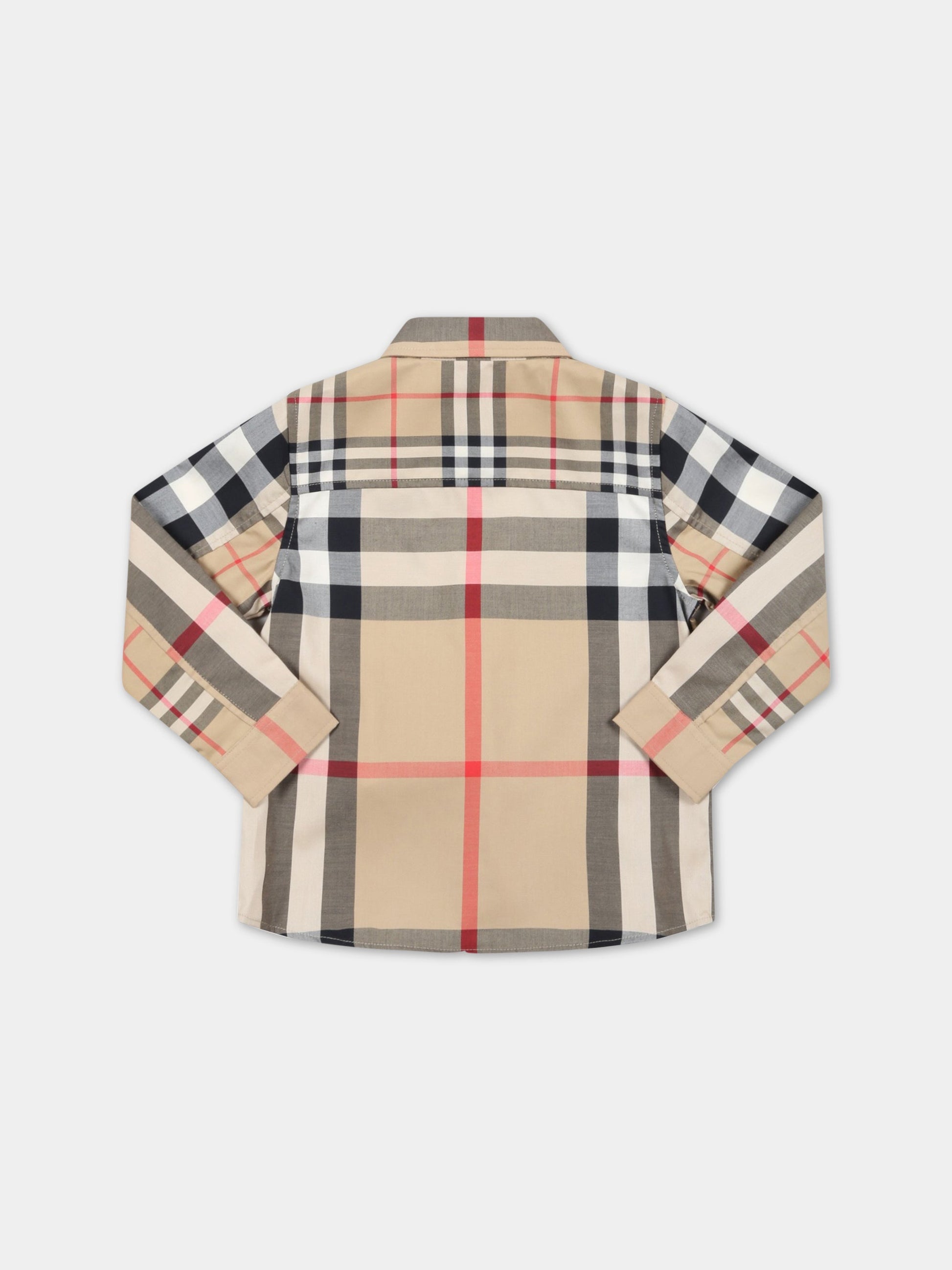 Camicia beige per neonato con check vintage,Burberry Kids,8061936