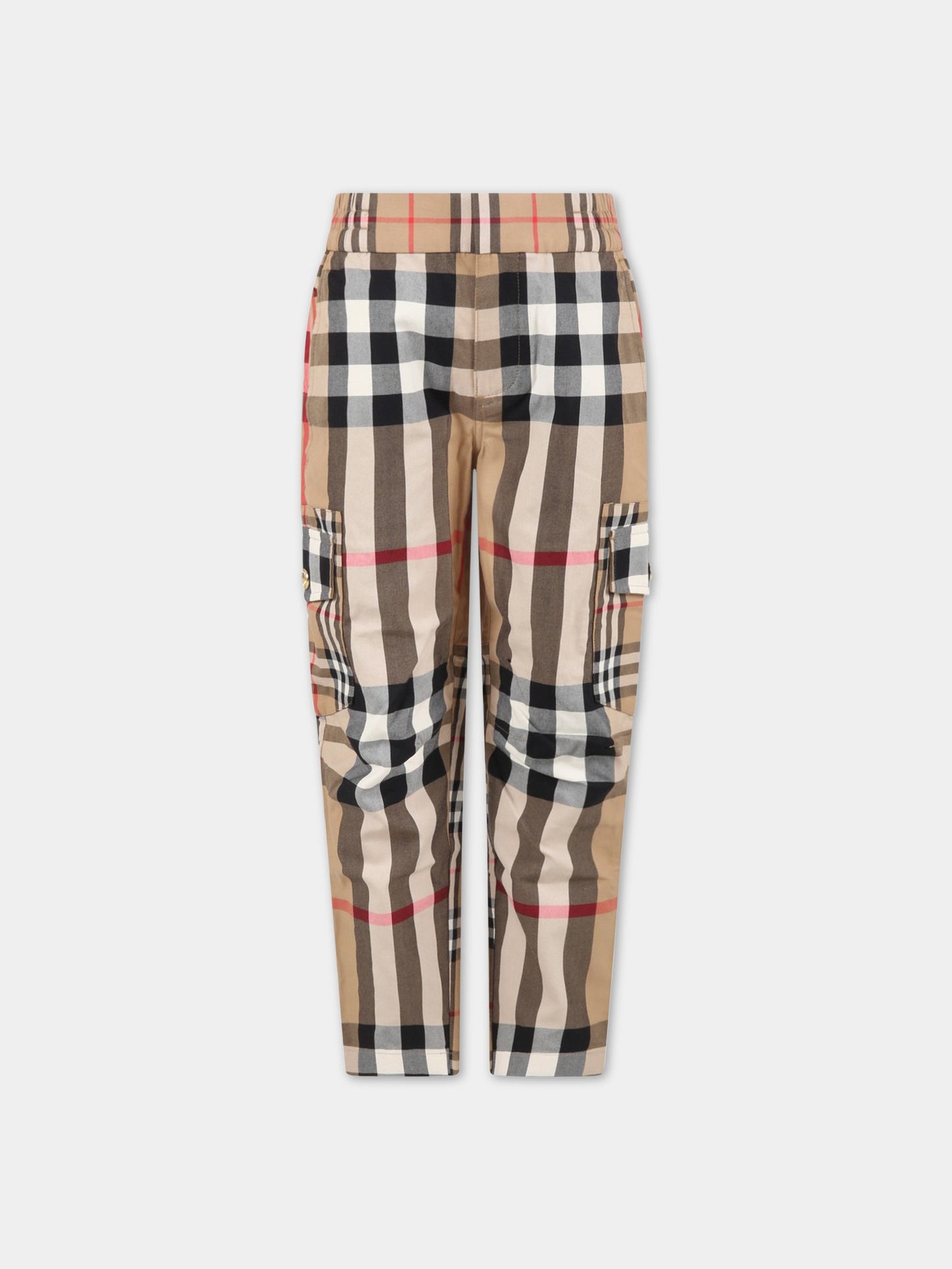 Pantlaoni beige per bambino con check vintage,Burberry Kids,8061537