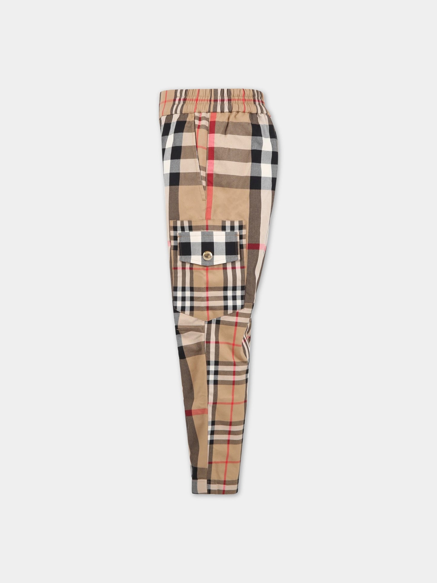 Pantlaoni beige per bambino con check vintage,Burberry Kids,8061537