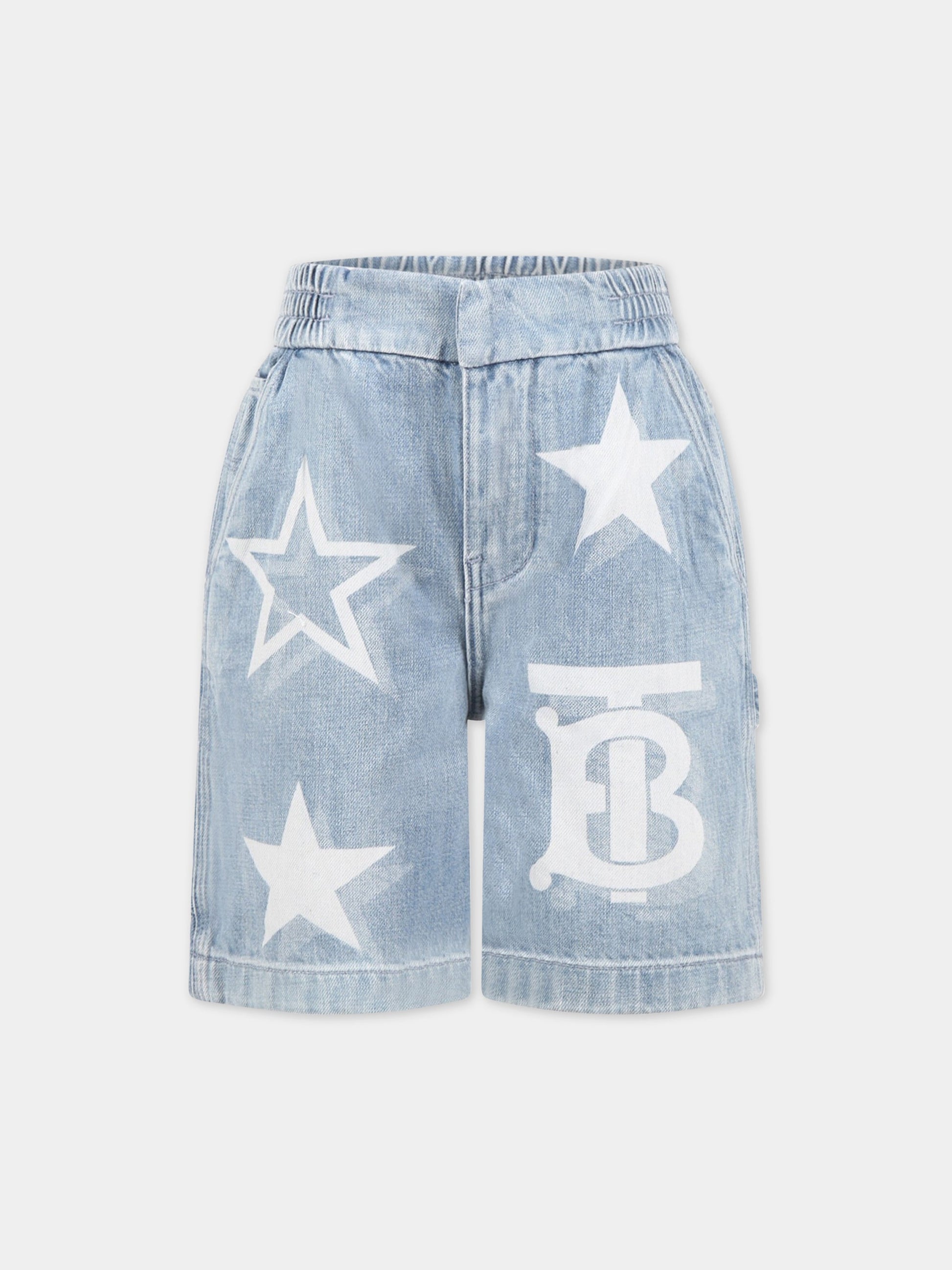 Shorts celesti per bambino con monogramm TB,Burberry Kids,8061230