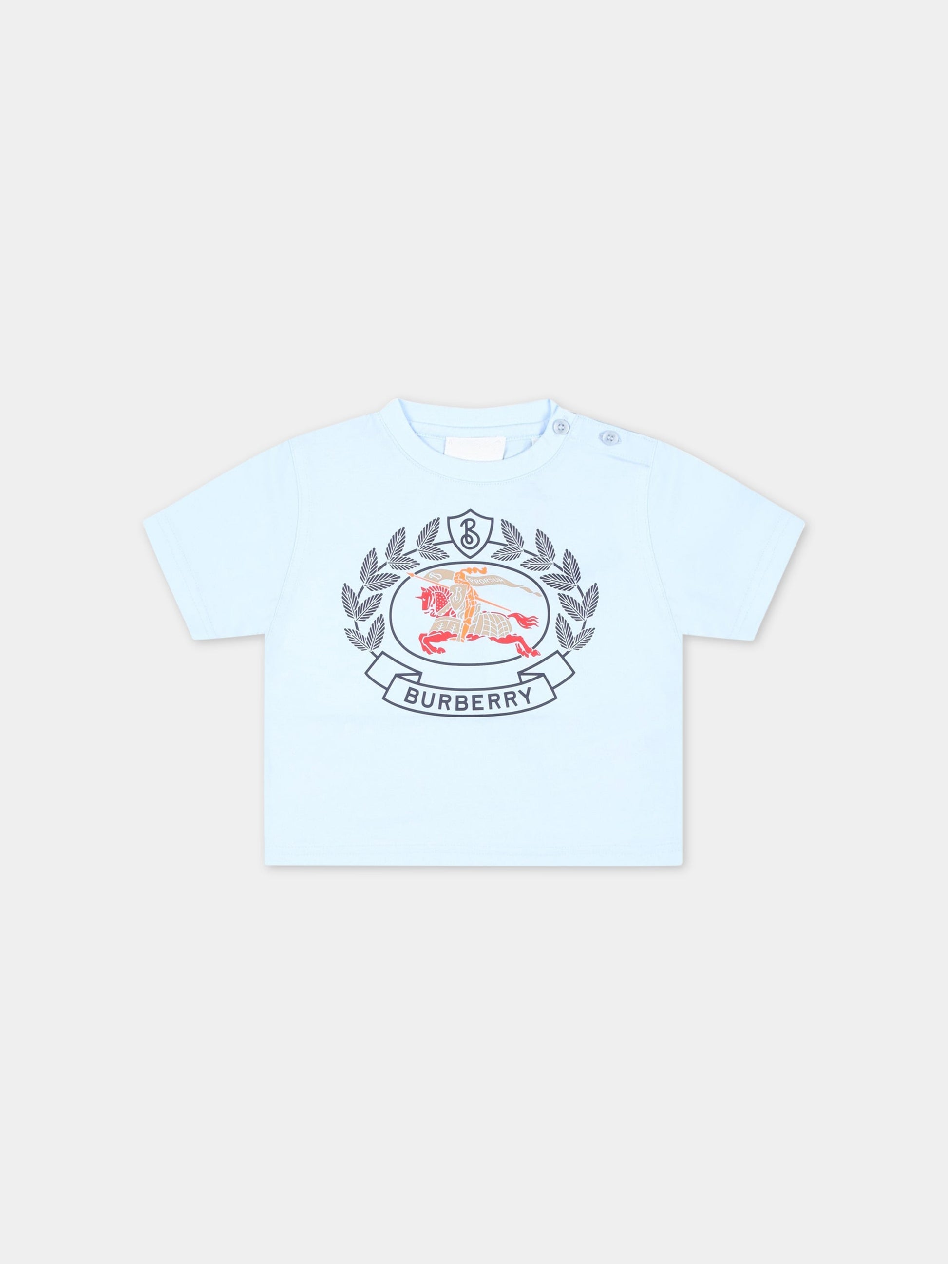 T-shirt celeste per neonato con cavaliere equestre,Burberry Kids,8064453
