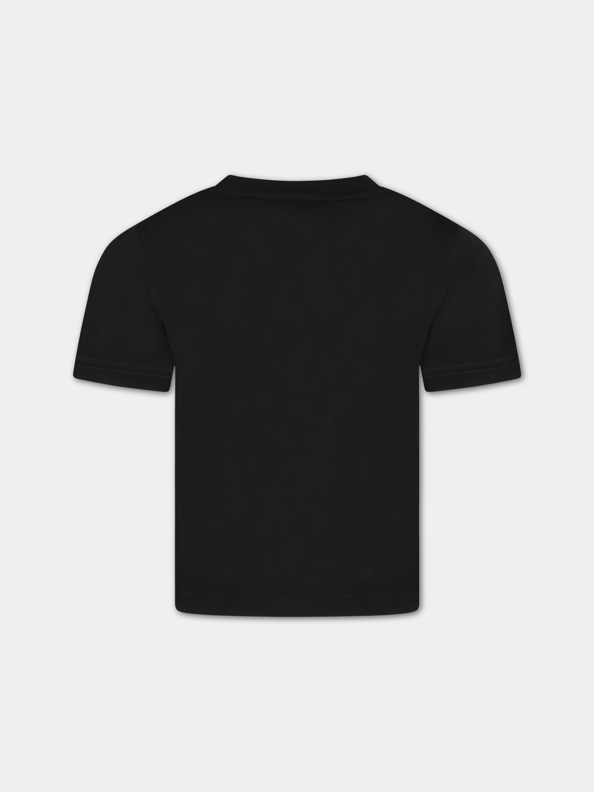 T-shirt nera per bambino con logo bianco,Burberry Kids,8064569