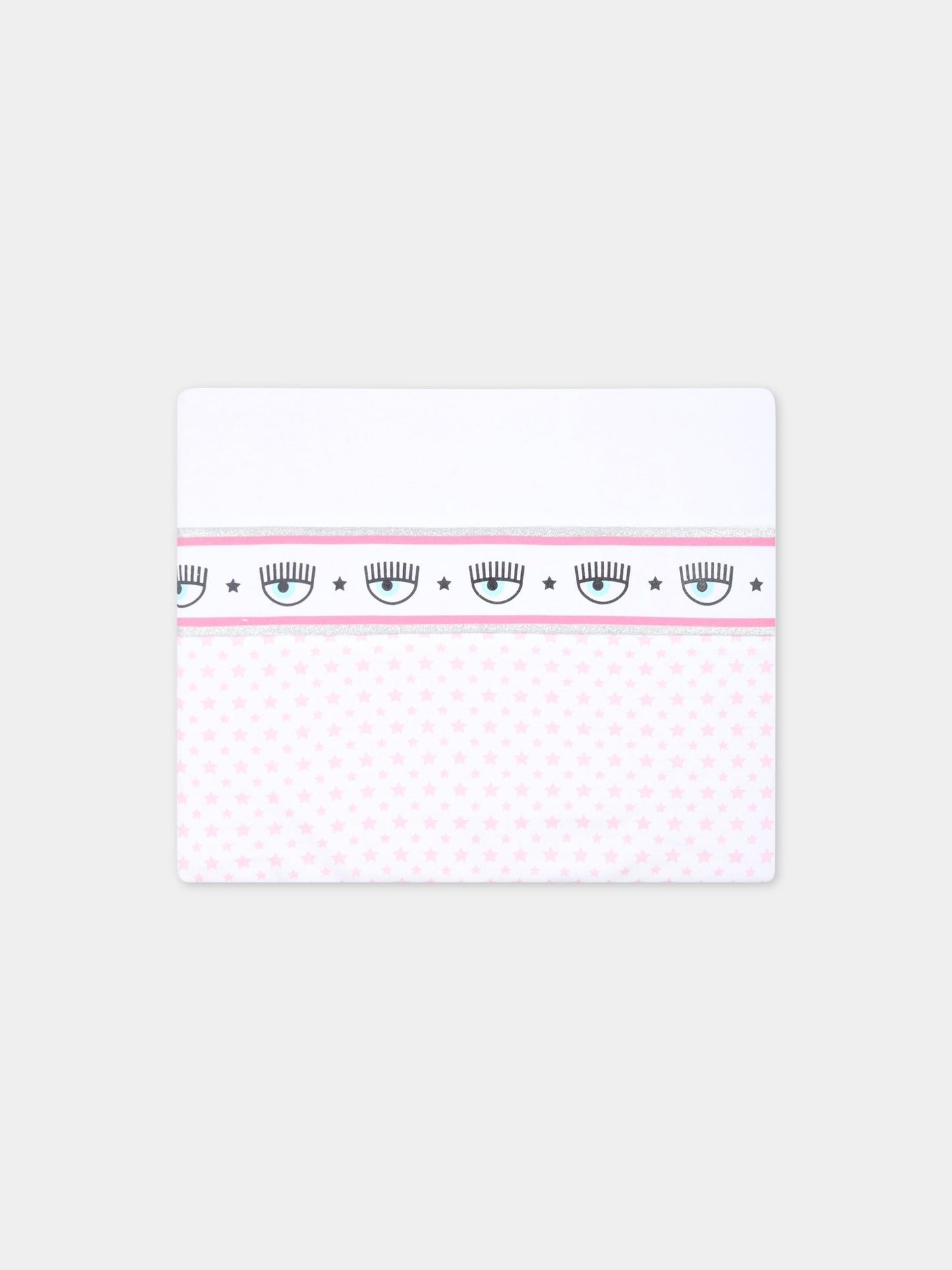 Coperta bianca per neonata con stelle e occhiolini,Chiara Ferragni Collection,55A002 1001 9990