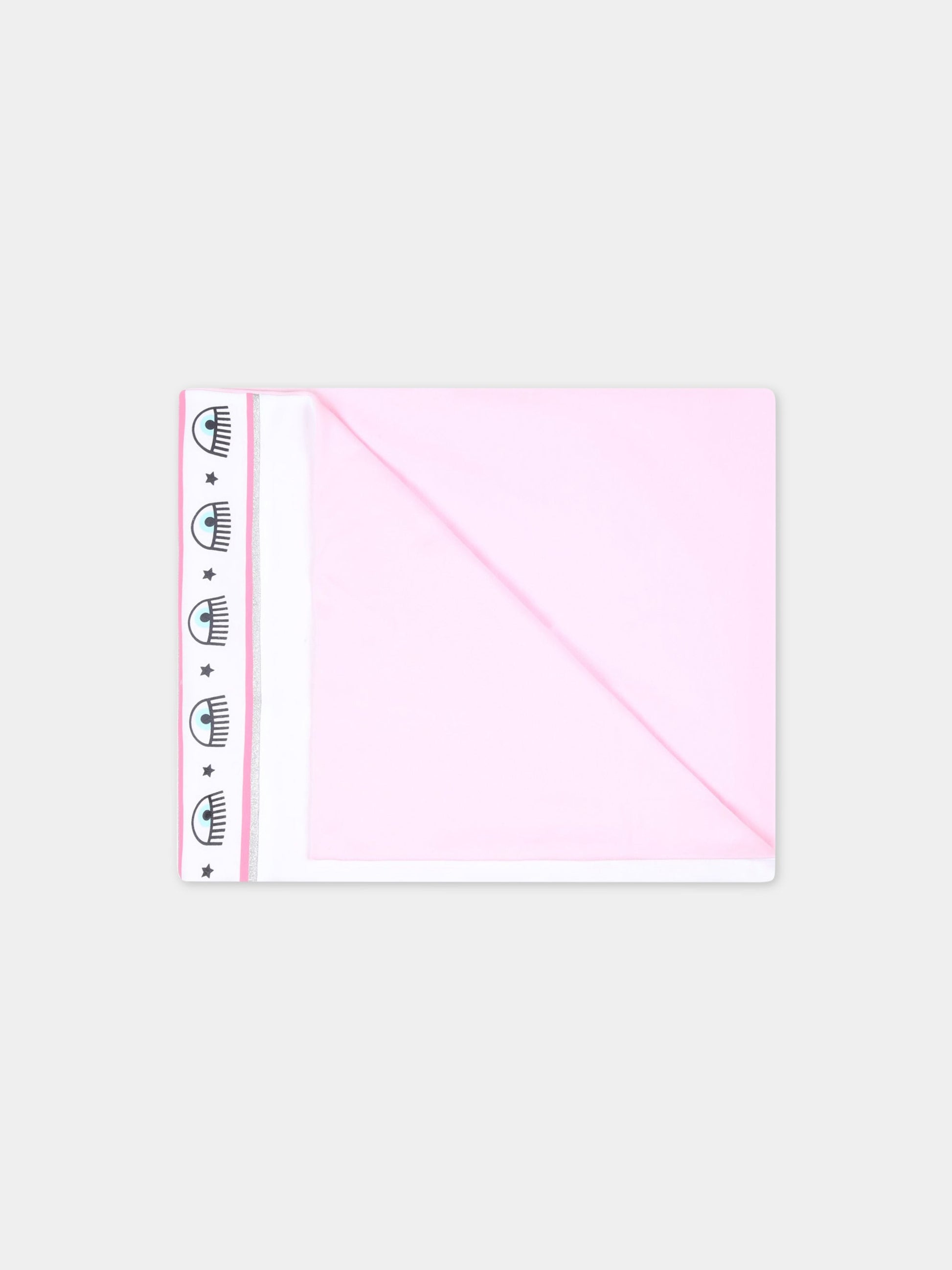 Coperta bianca per neonata con stelle e occhiolini,Chiara Ferragni Collection,55A002 1001 9990