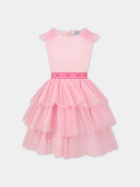 Vestito rosa per bambina con iconici eyes flirting,Chiara Ferragni Collection,51A901 T9945 0090