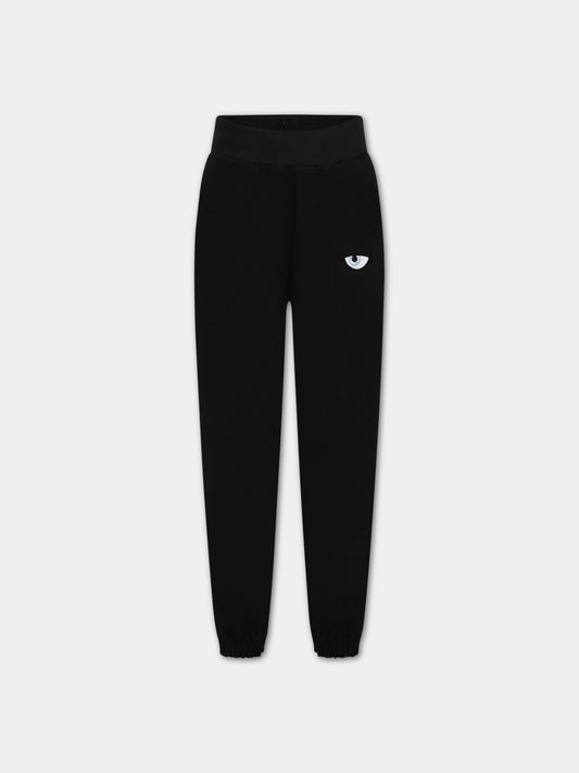 Pantaloni neri per bambina con iconico occhiolino e stella,Chiara Ferragni Collection,51A410 1250 0050