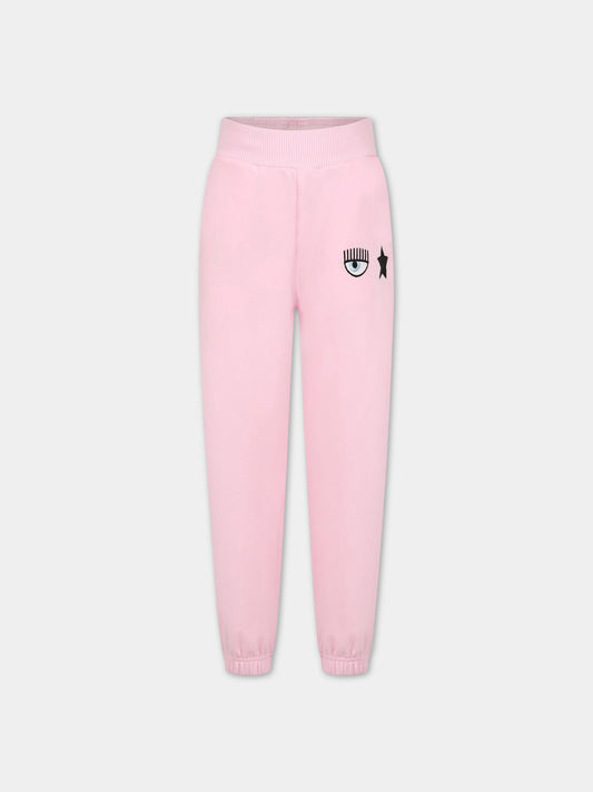 Pantaloni rosa per bambina con iconico occhiolino e stella,Chiara Ferragni Collection,51A410 1250 0090