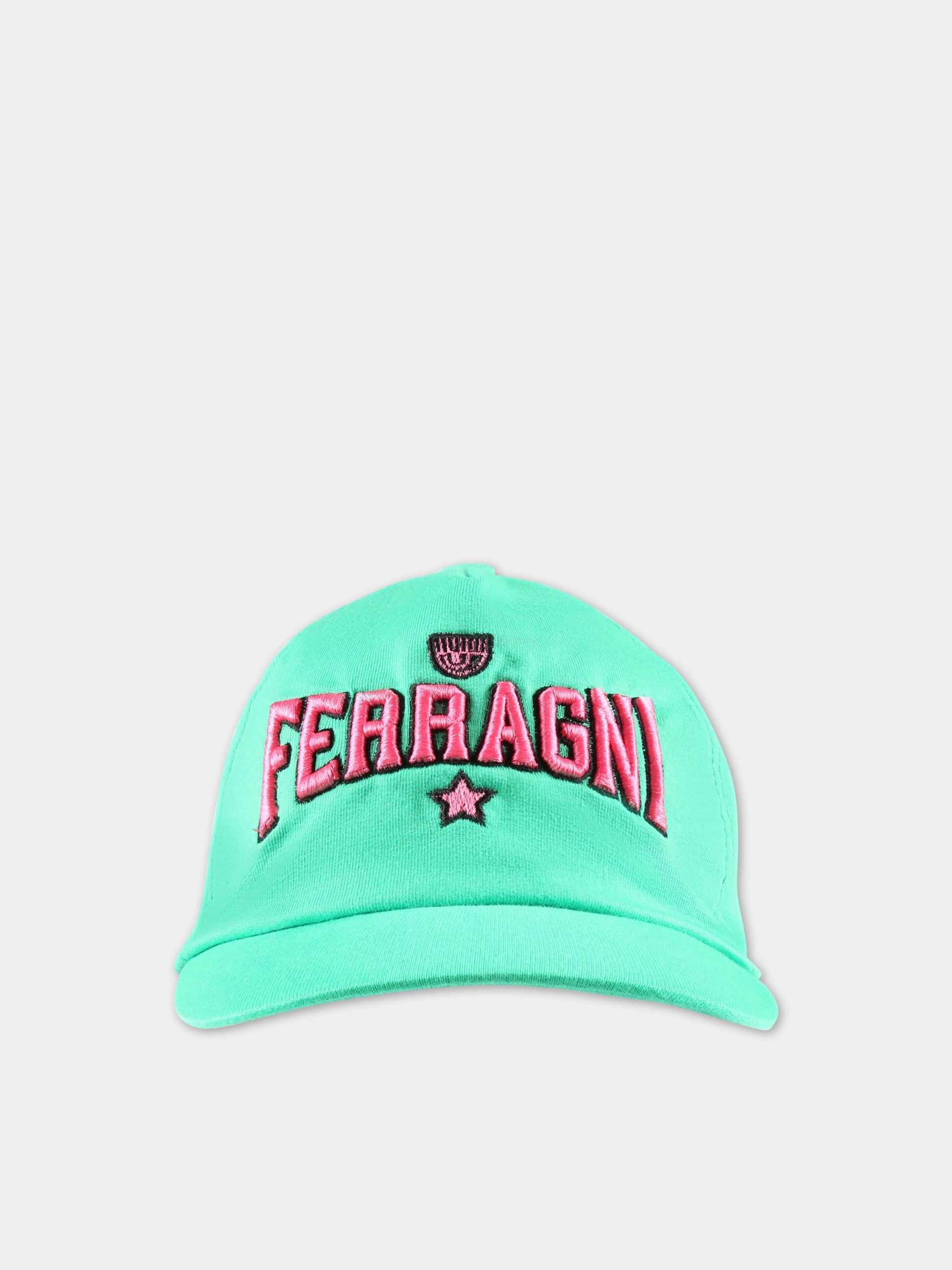 Cappello verde per bambina con logo fucsia,Chiara Ferragni Collection,59A002 1250 026F