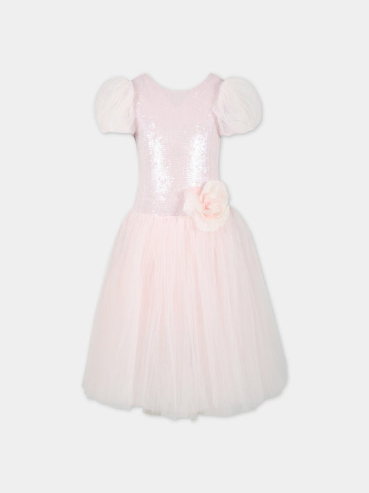 Vesito rosa per bambina con fiore,Monnalisa,71A915 1950 0091