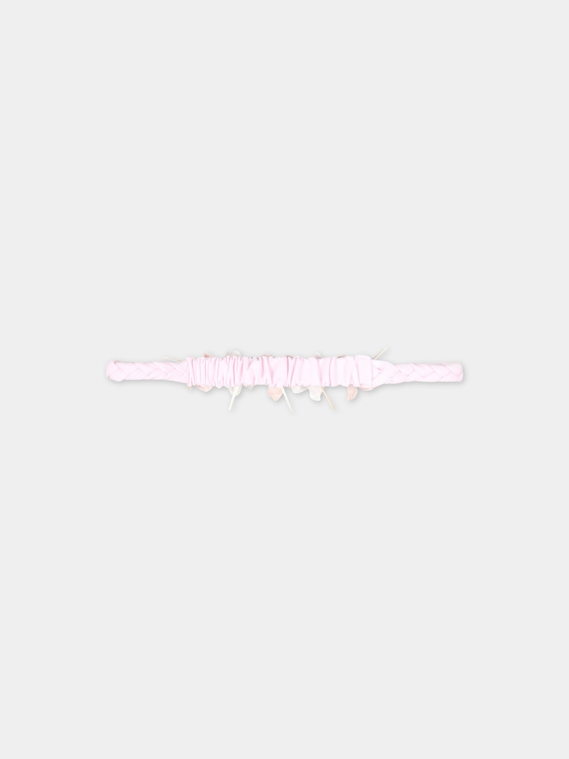 Cerchietto rosa per bambina con fiori rosa e bianchi,Monnalisa,73A005 1201 0091