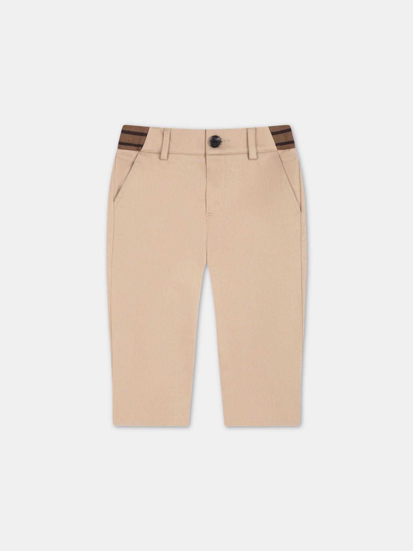 Pantaloni beige per neonato con FF nere,Fendi Kids,BUF062 ADEH F1F4G