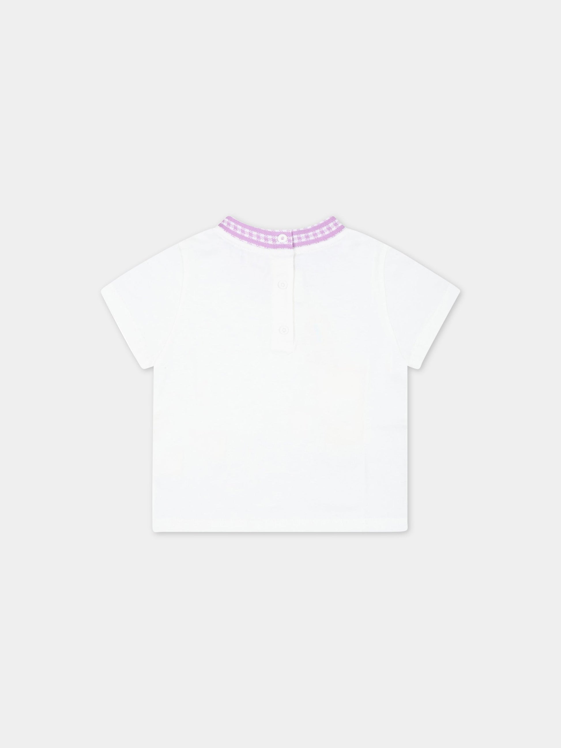 T-shirt bianca per neonata,Fendi Kids,BUI057 7AJ F1JDF