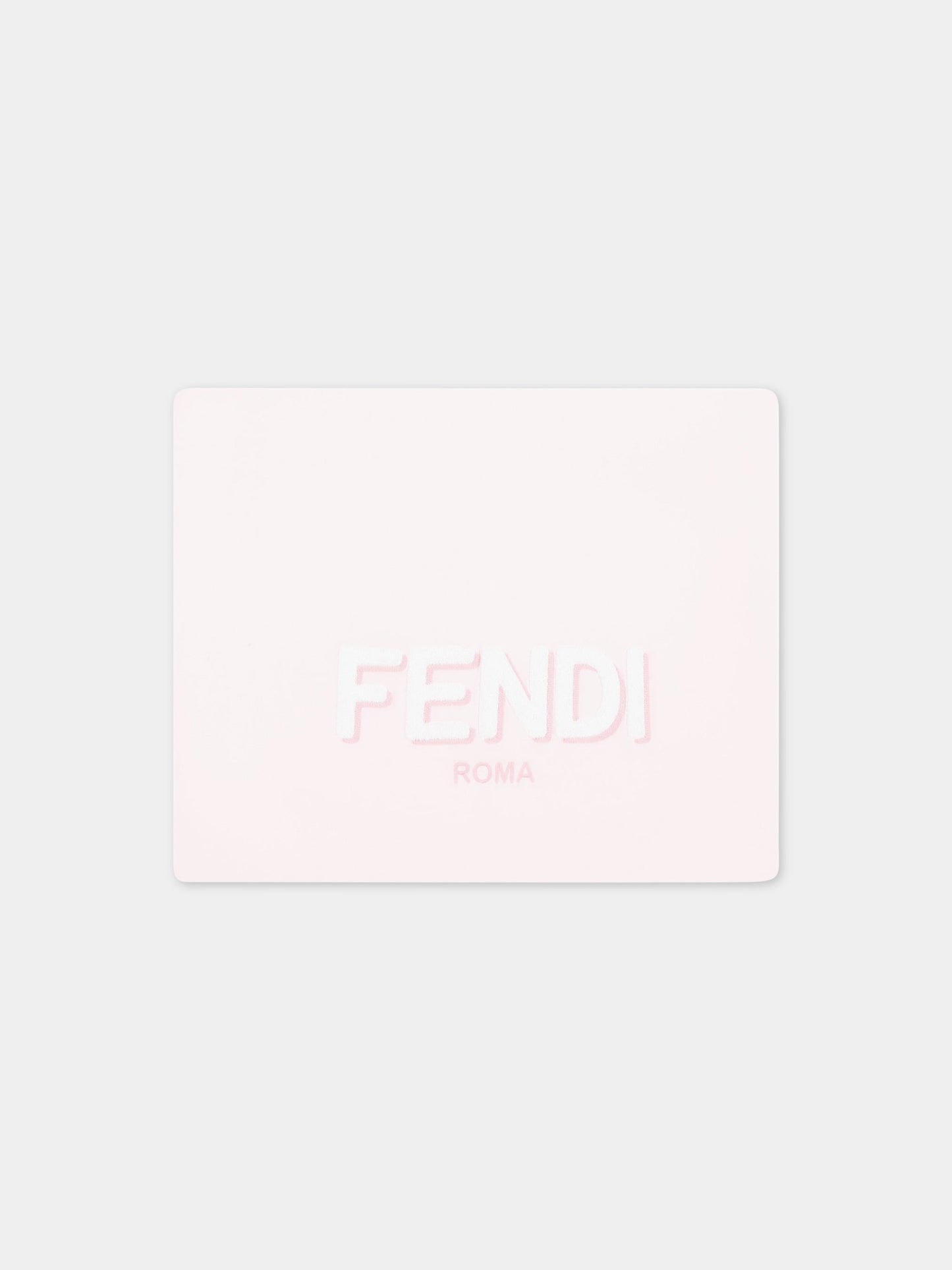 Coperta rosa per neonata con logo bianco,Fendi Kids,BUJ228 ST8 F0C11