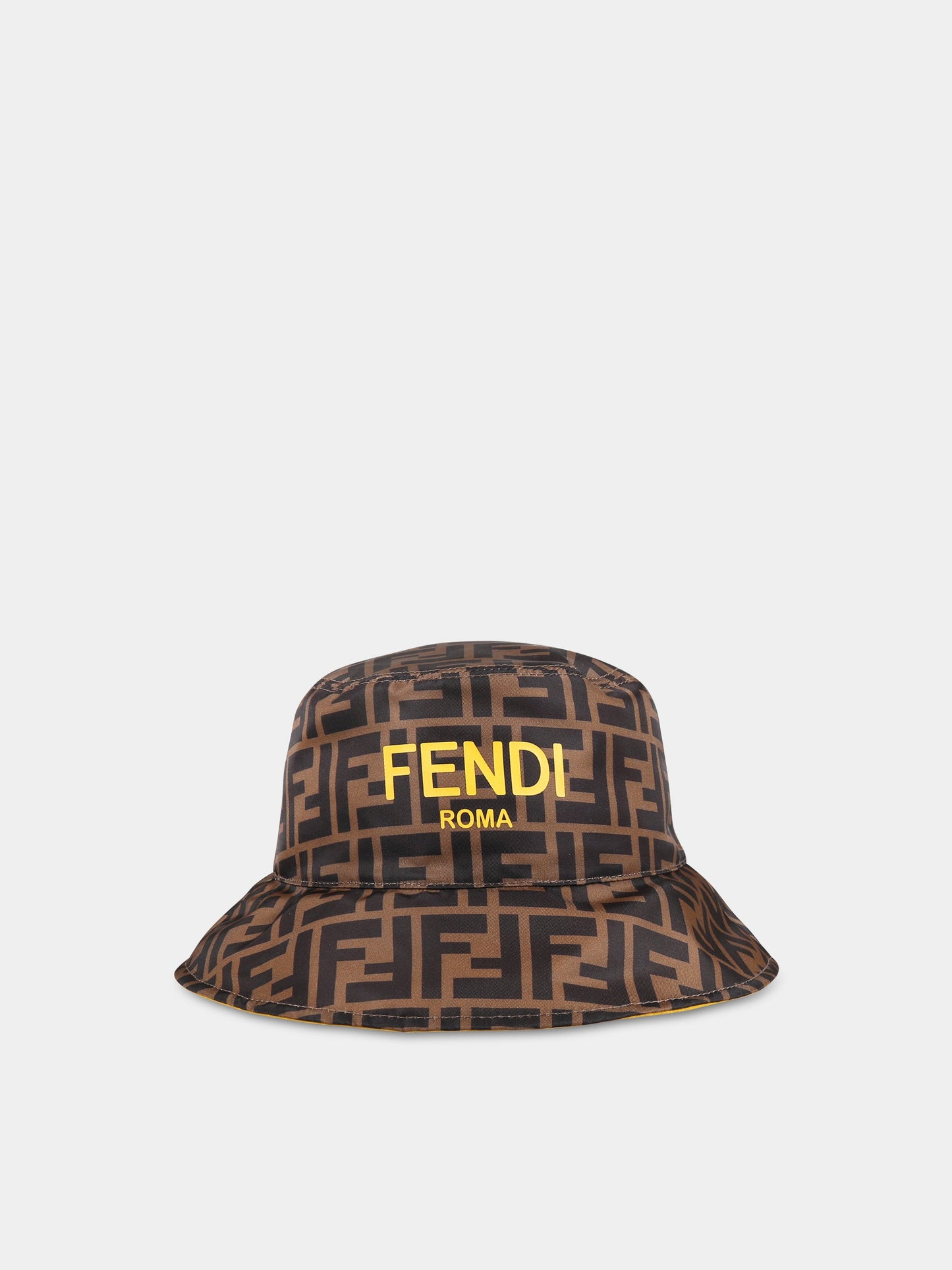 Cloche marrone per bambini con iconiche doppie FF,Fendi Kids,JUP017 AMRQ F17QF