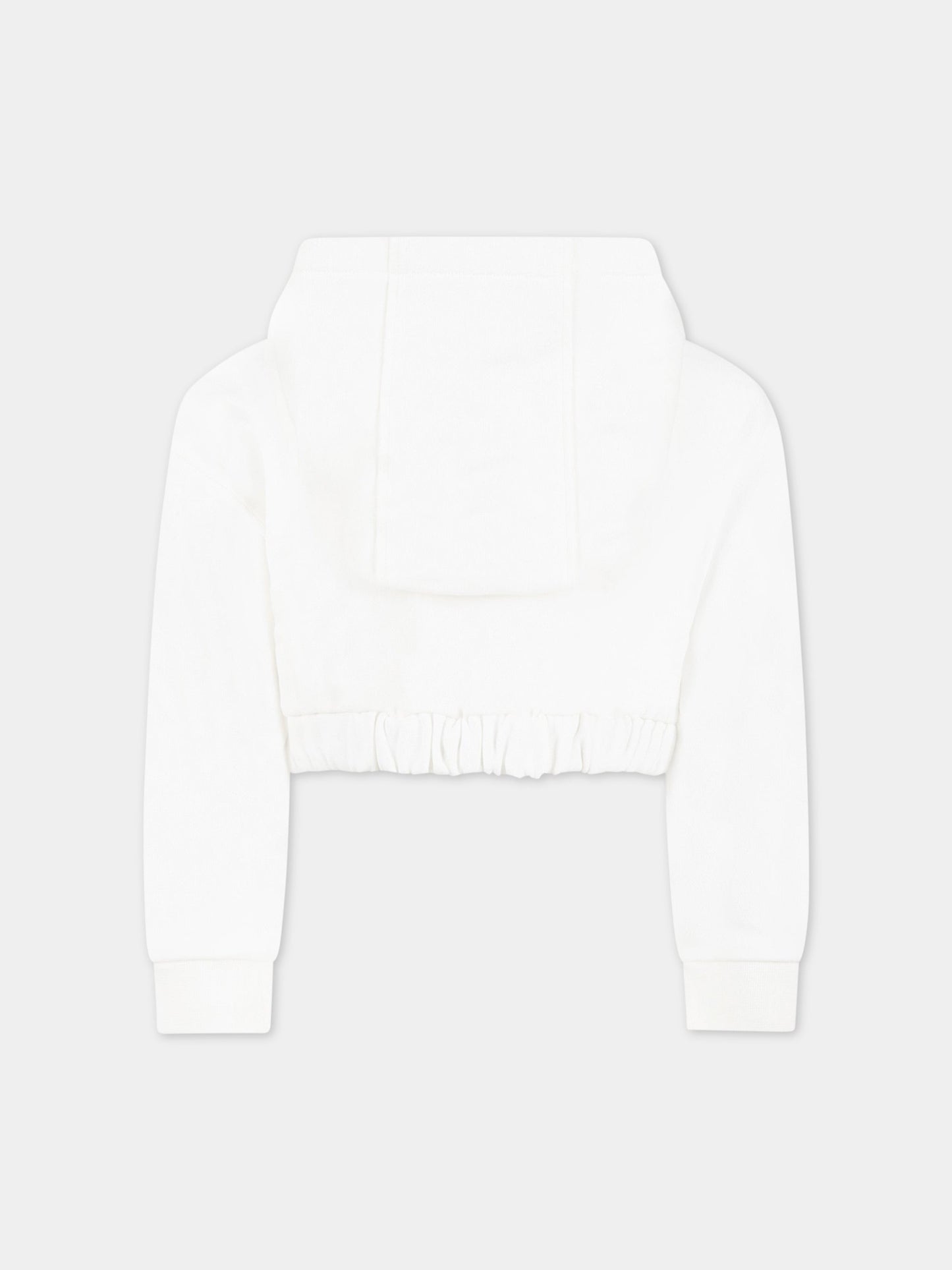 Felpa bianca per bambina con logo giallo in rilievo,Fendi Kids,JFH135 5V0 F0TU9