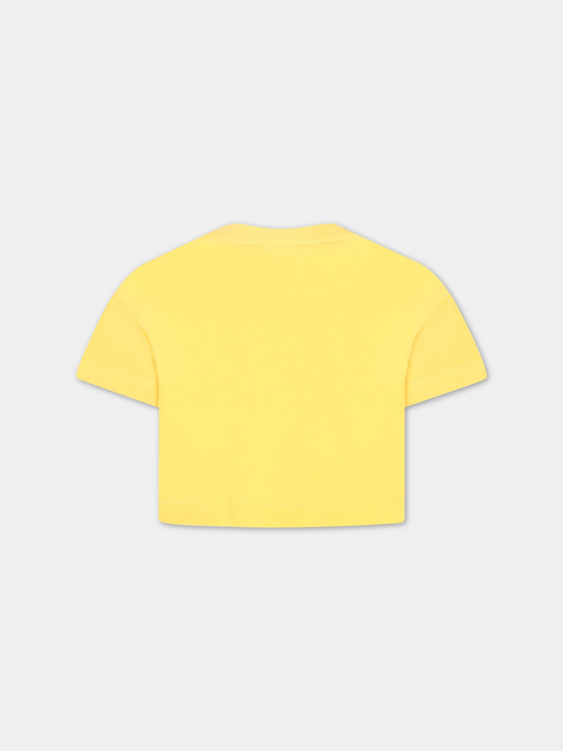 T-shirt gialla per bambina con logo bianco,Fendi Kids,JFI276 7AJ F08HW
