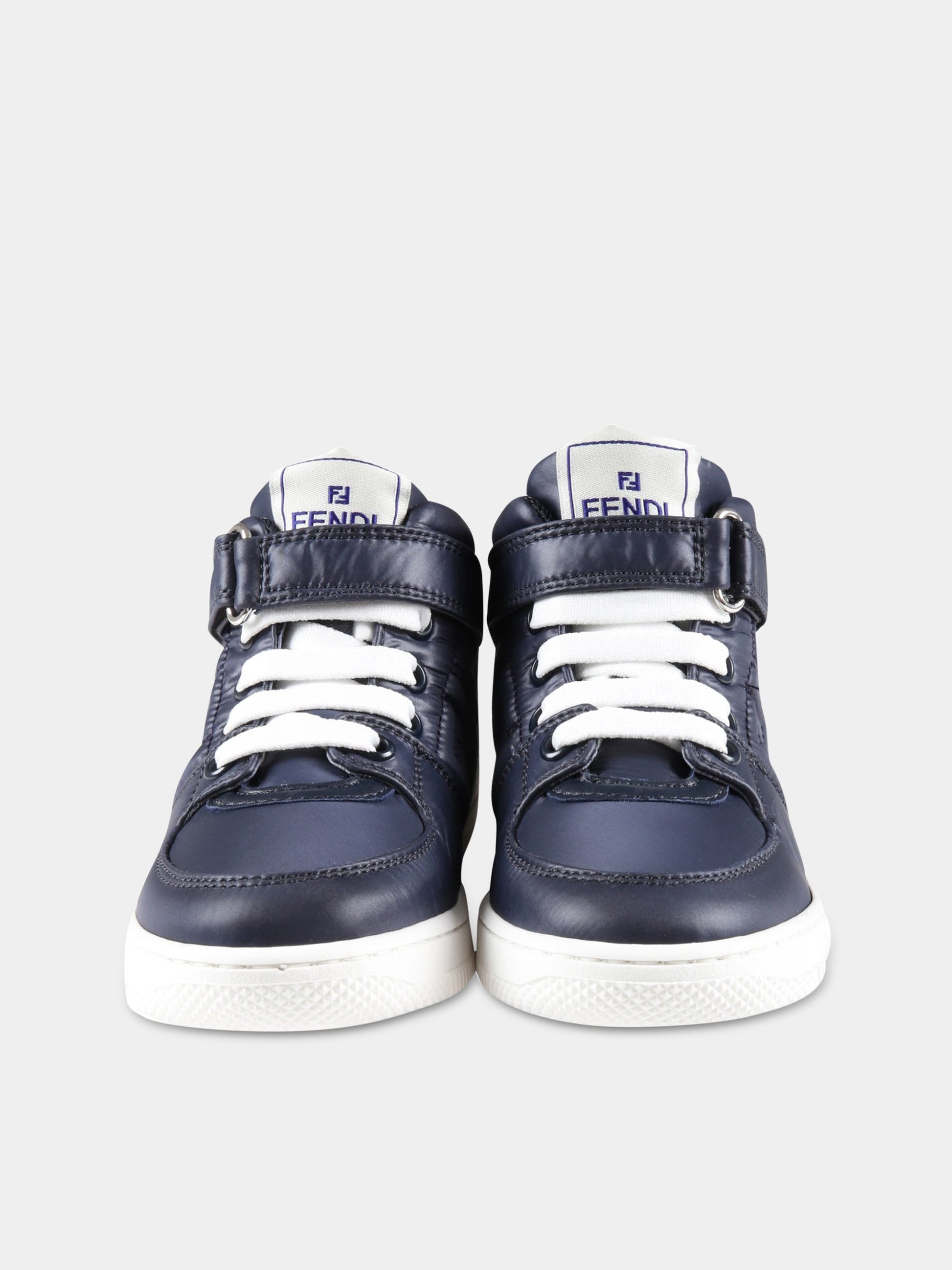 Sneakers blu per bambino con logo,Fendi Kids,JMR430 ALJG F1JGR