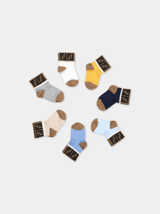 Set multicolor per neonato con iconiche FF,Fendi Kids,BMN021 ACPF F0ZA0