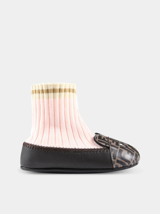 Ballerine multicolor a calzino per neonata con orso,Fendi Kids,BFR092 AGCE F1JH1