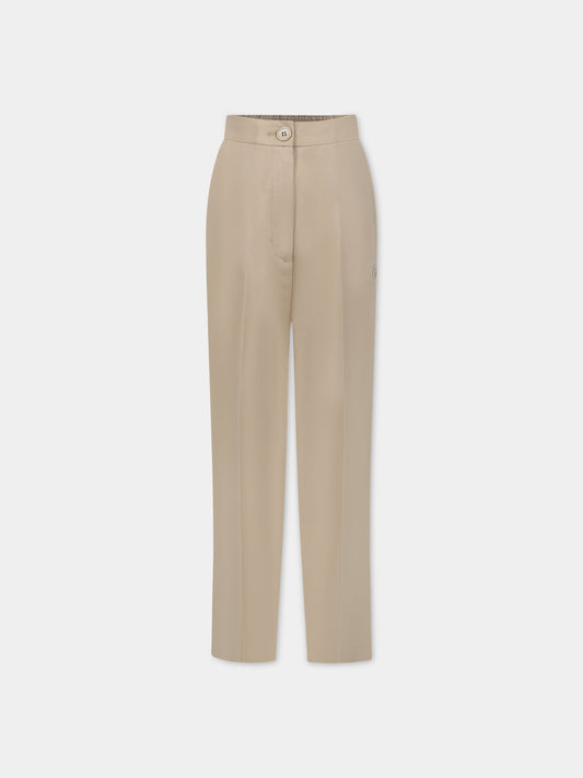 Pantaloni beige per bambina con logo,Mm6 Maison Margiela,M60285 MM036 M6703