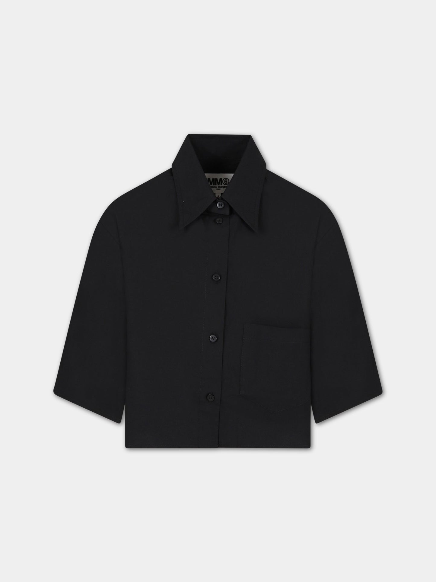 Camicia nera per bambina con logo,Mm6 Maison Margiela,M60297 MM014 M6900