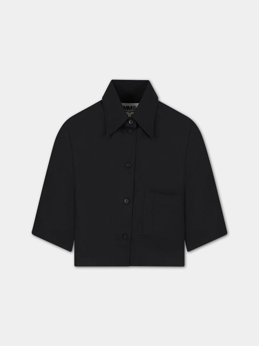 Camicia nera per bambina con logo,Mm6 Maison Margiela,M60297 MM014 M6900