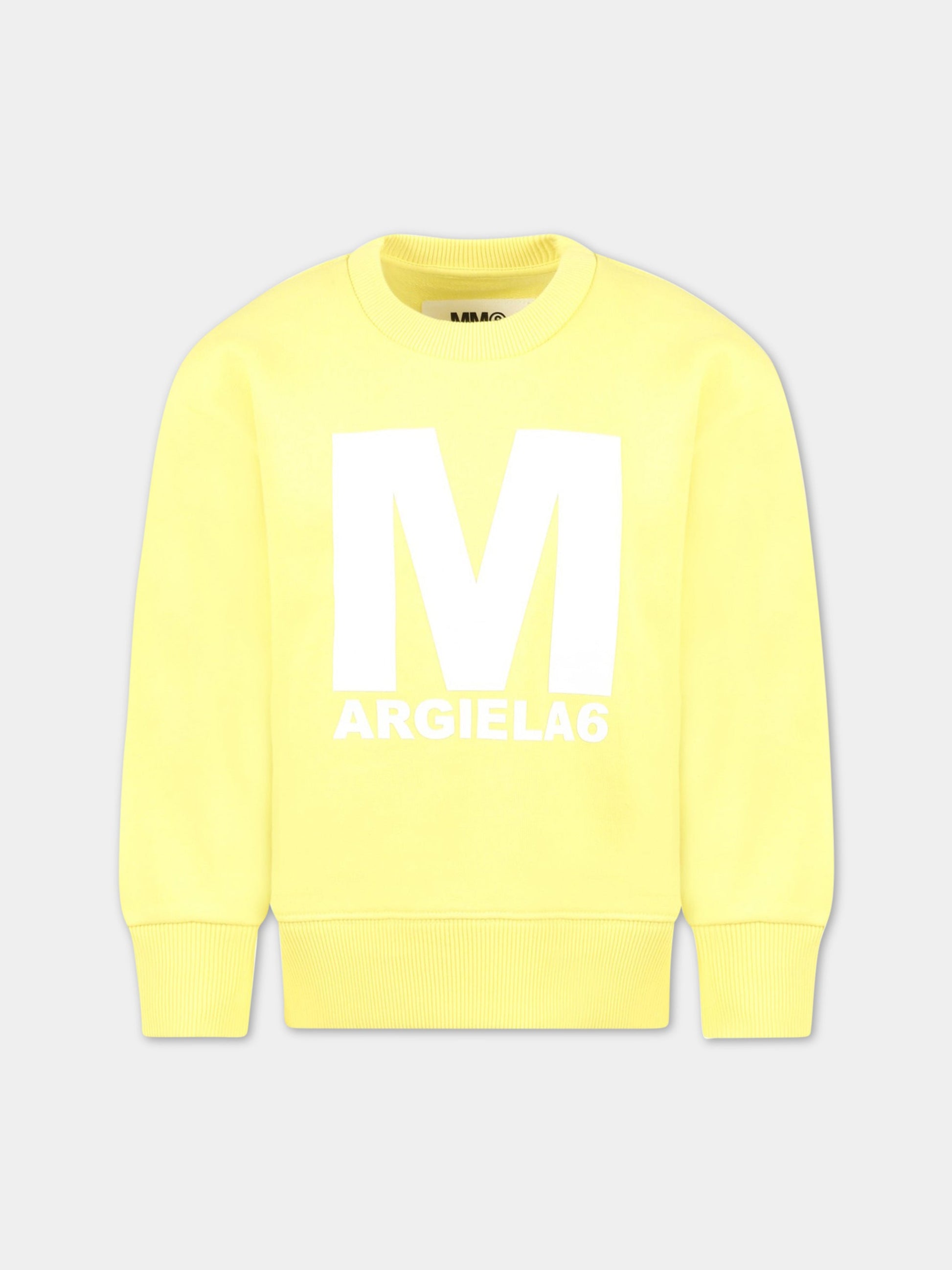 Felpa gialla per bambini con logo bianco,Mm6 Maison Margiela,M60320 MM007 M6203