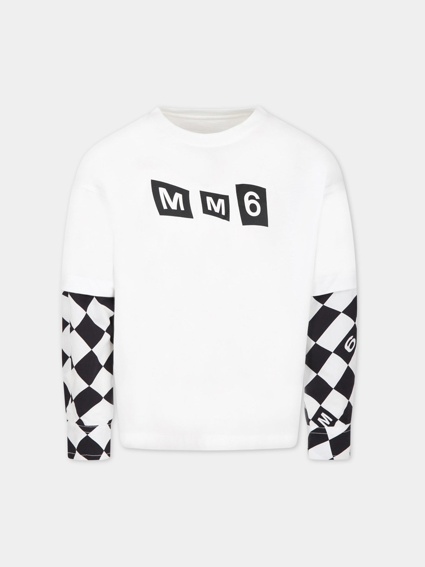 T-shirt bianca per bambino con logo,Mm6 Maison Margiela,M60308 MM022 M6100