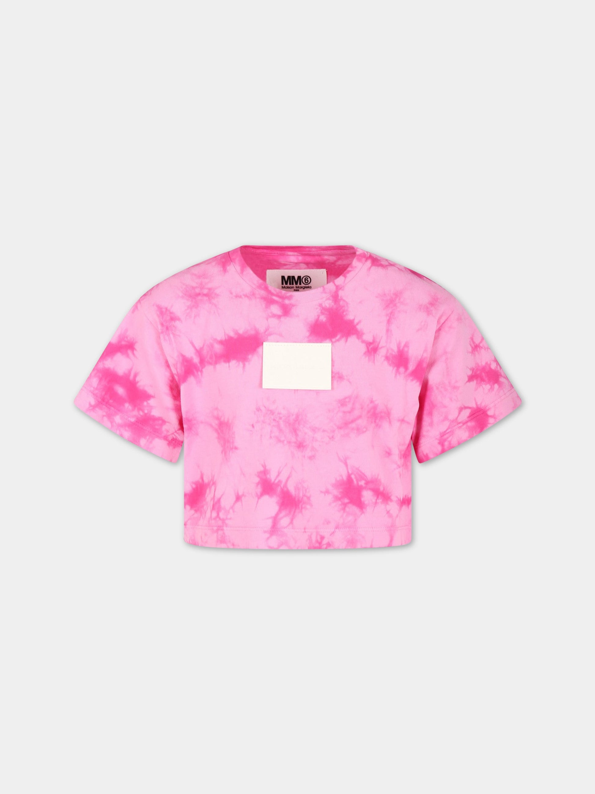 T-shirt fucsia per bambina con logo,Mm6 Maison Margiela,M60312 MM00D M6303