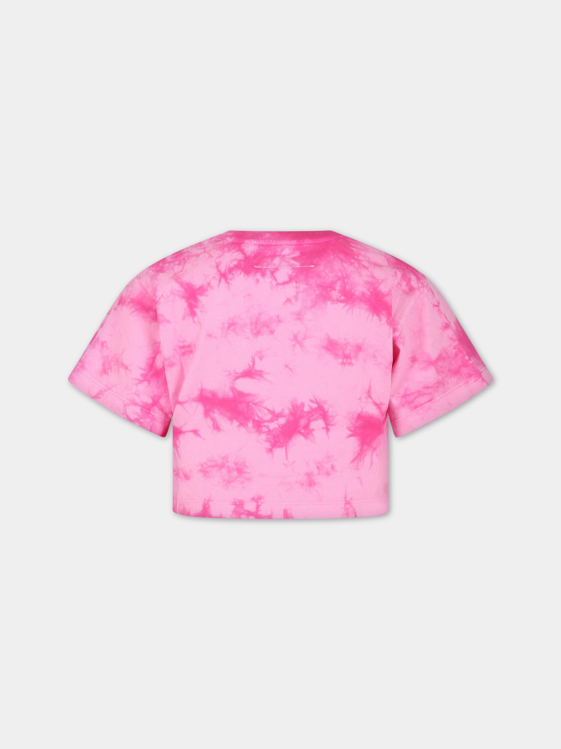 T-shirt fucsia per bambina con logo,Mm6 Maison Margiela,M60312 MM00D M6303
