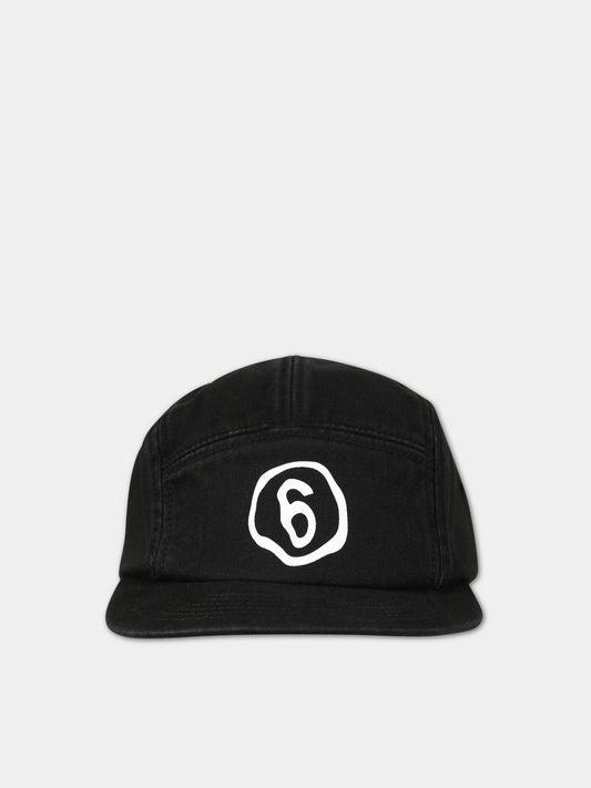 Cappello nero per bambino con logo,Mm6 Maison Margiela,M60365 MM025 M6900