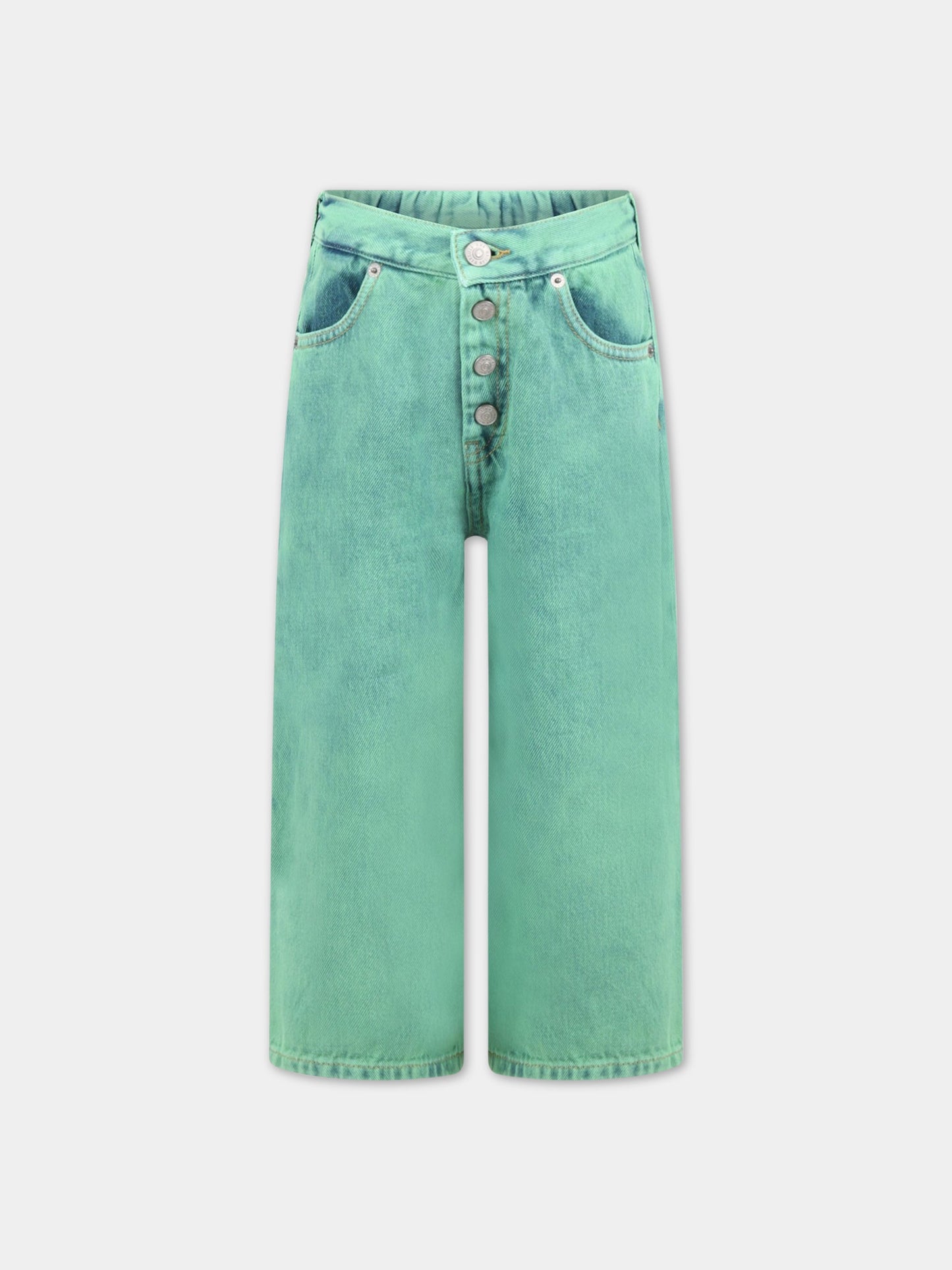 Jeans verde per bambina con patch logato,Mm6 Maison Margiela,M60053 MM00H M6506