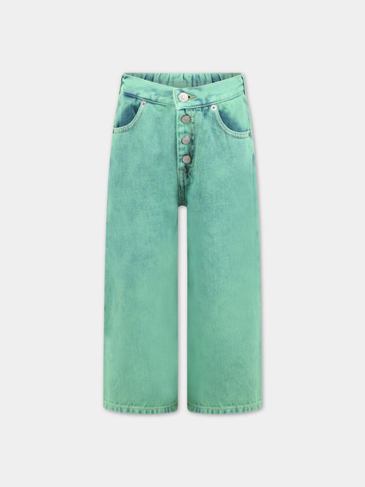 Jeans verde per bambina con patch logato,Mm6 Maison Margiela,M60053 MM00H M6506
