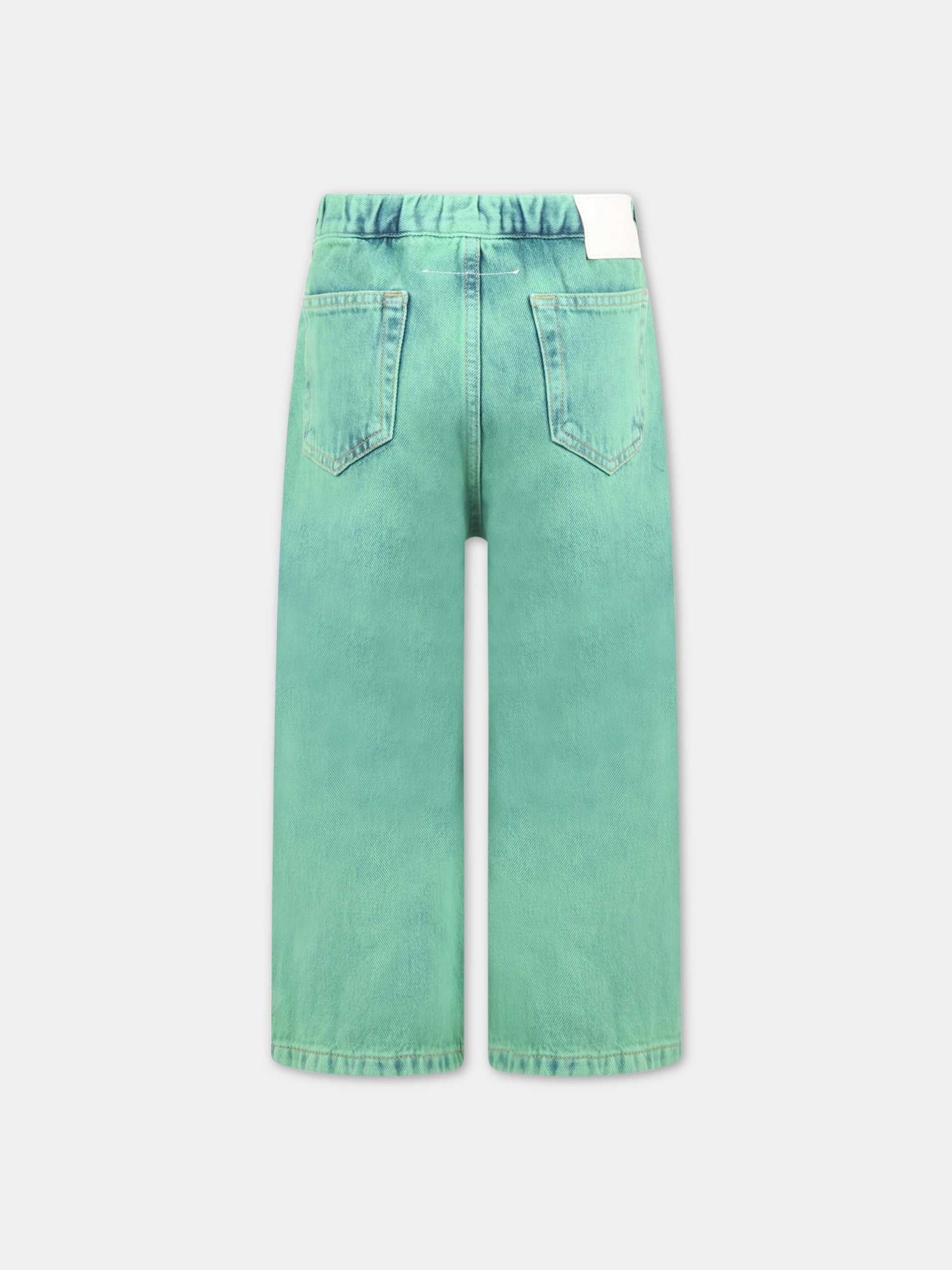 Jeans verde per bambina con patch logato,Mm6 Maison Margiela,M60053 MM00H M6506