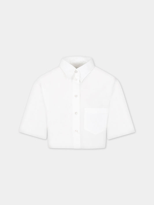Camicia bianca per bambina con logo,Mm6 Maison Margiela,M60297 MM014 M6100