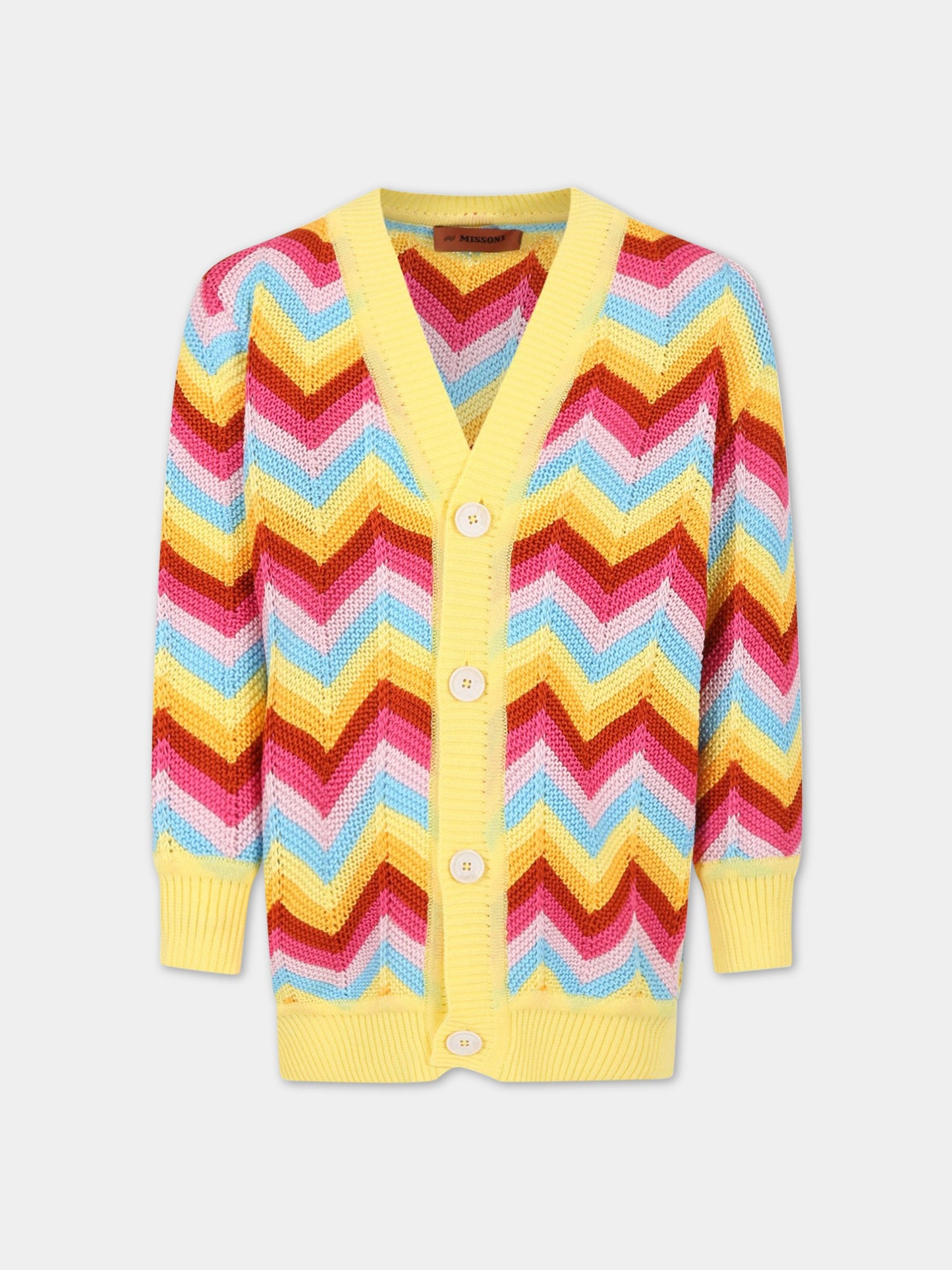 Cardigan multicolor per bambina con motivo a chevron,Missoni,MS9P10 X0018 999RS